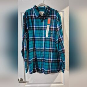 St. John's Bay Blue and Black Super Soft Flannel Button Down Shirt